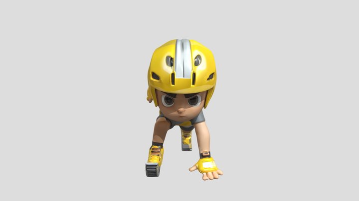 Child in rollerblading gear 3D Model