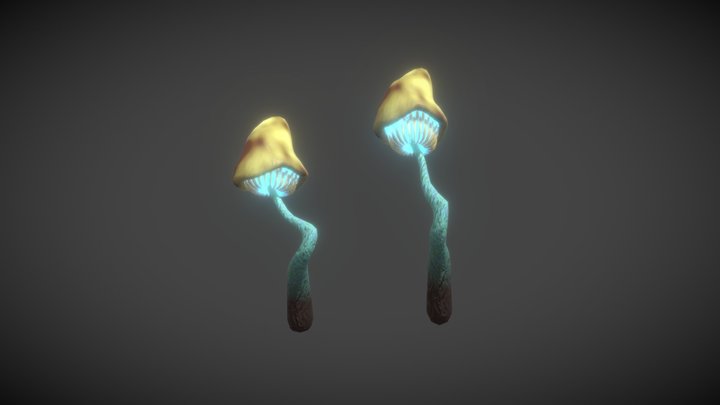 Glowing Mushrooms 3D Model