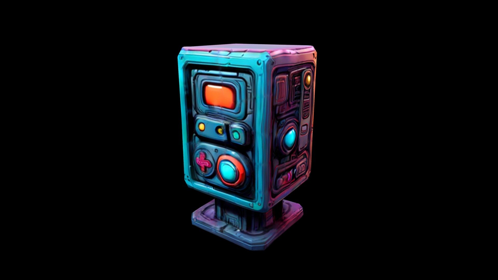 A futuristic, cube-like device with a screen, bu - Download Free 3D ...