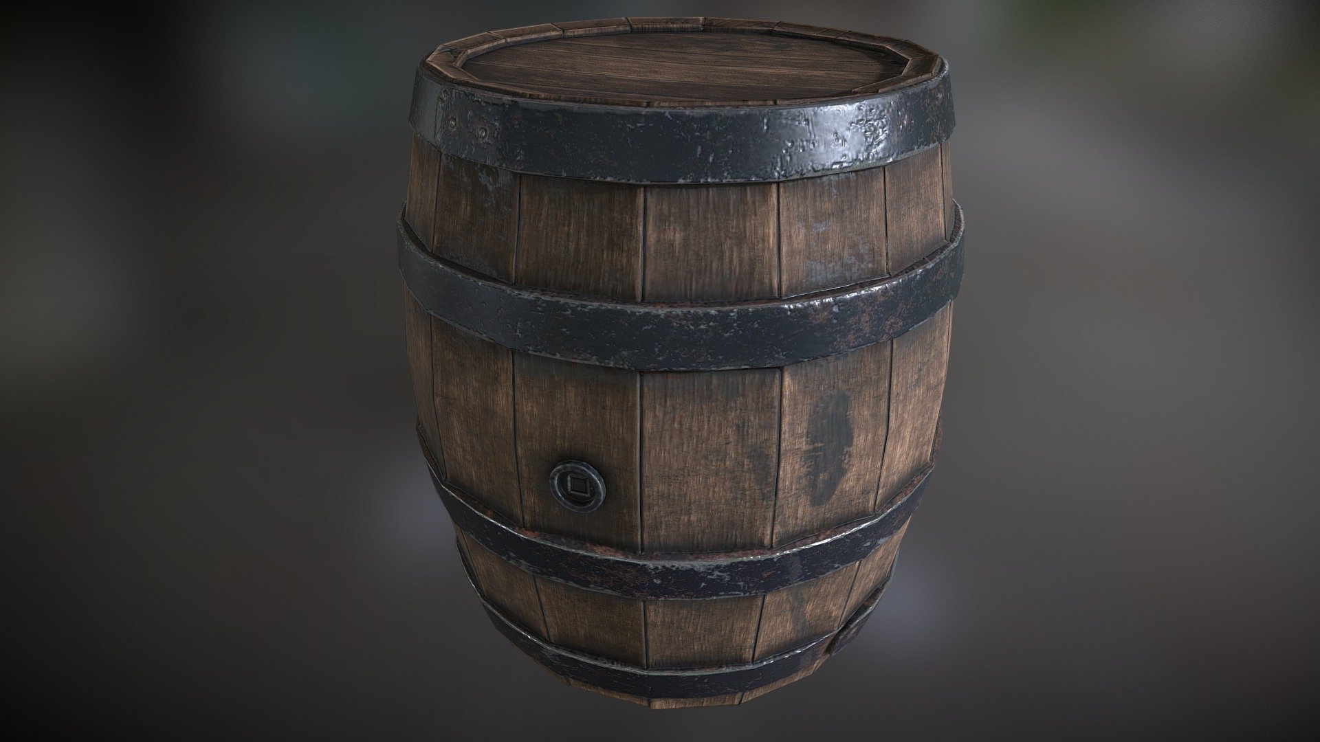 Wooden barrel with metal rings