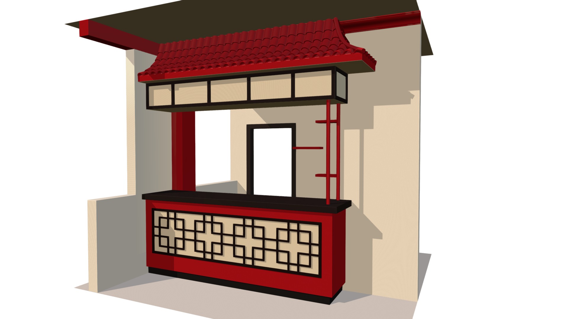 3D model Chinese style bar in the walls - This is a 3D model of the Chinese style bar in the walls. The 3D model is about diagram.