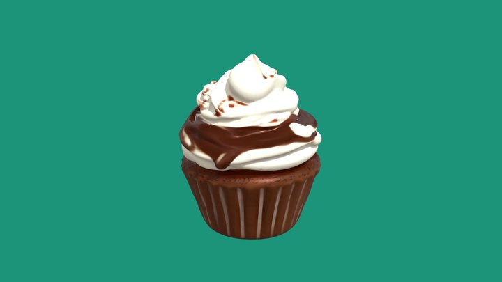 Decadent Chocolate Cupcake 3D Model