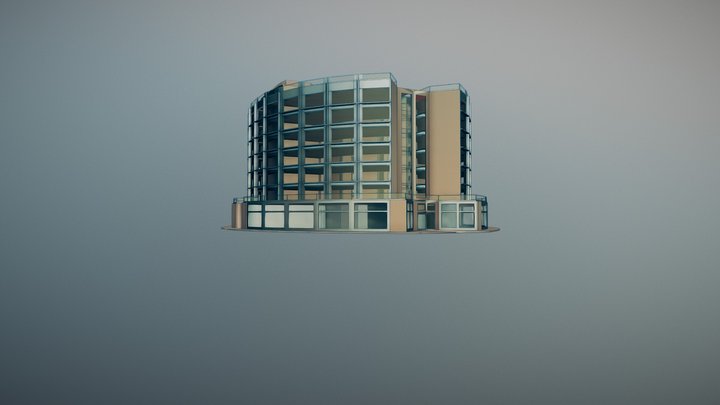 Basic Small Medium Commercial Mixed Use Building 3D Model