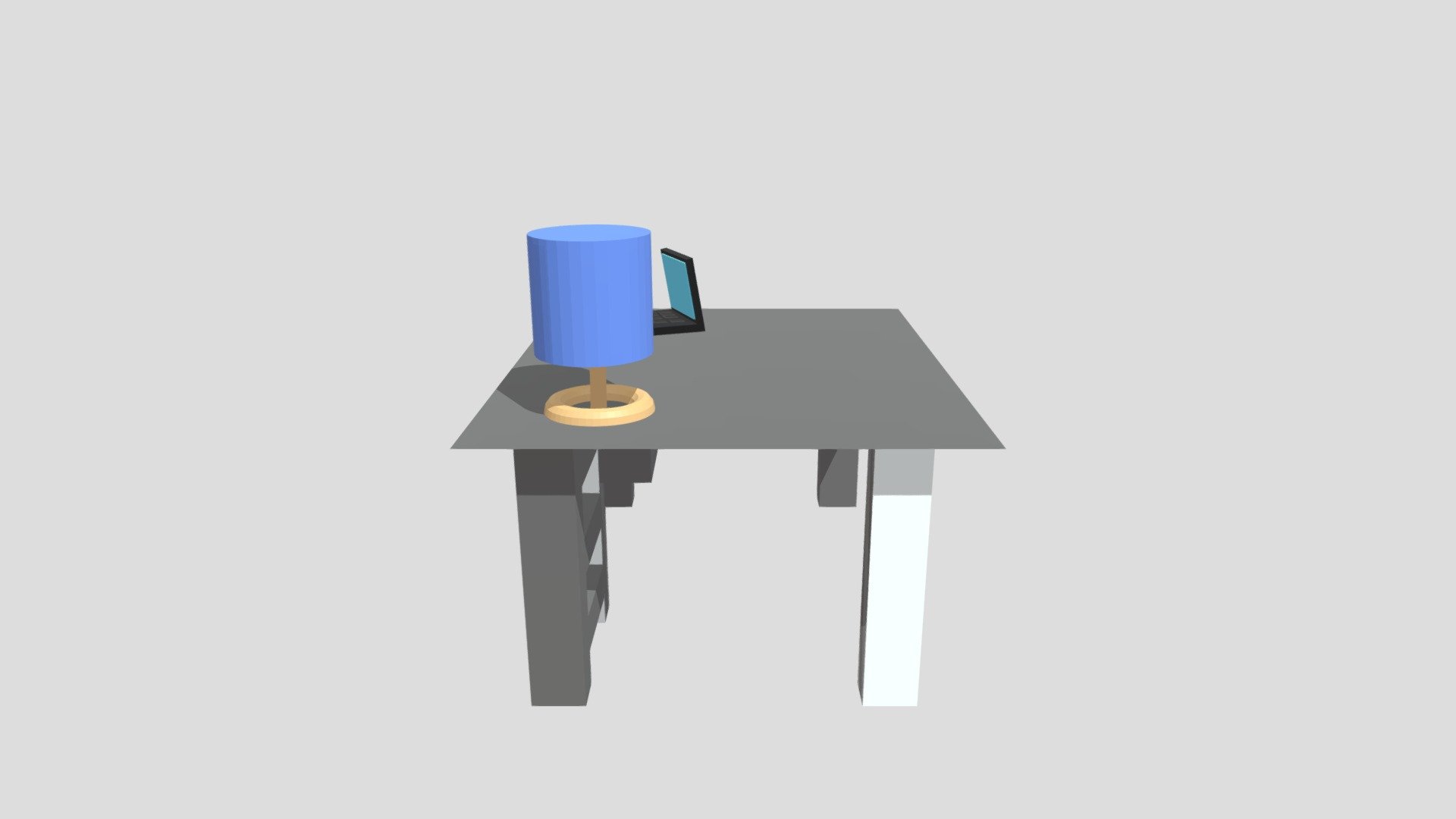 Desk w/ lamp and laptop