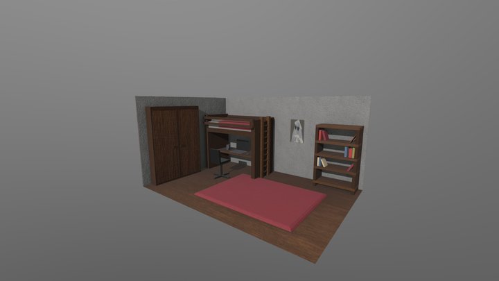 A tidy student room 3D Model