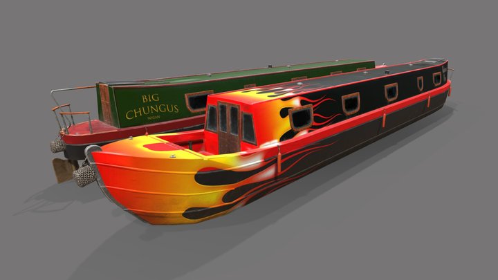 Canal Narrow Boat 3D Model - FormFonts 3D Models & Textures