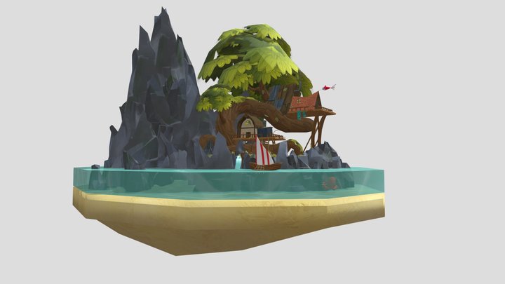 TreeHouse : Calm island Low poly 3D Model