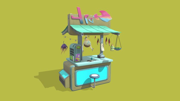 Puesto de Sushi cute 3D Model