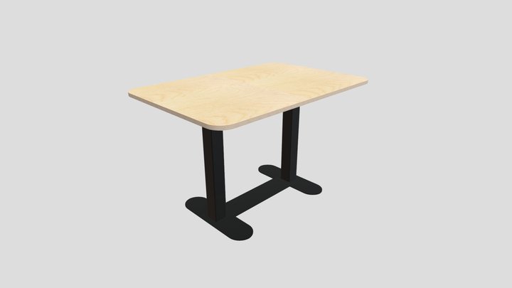 Table with plywood countertop 3D Model