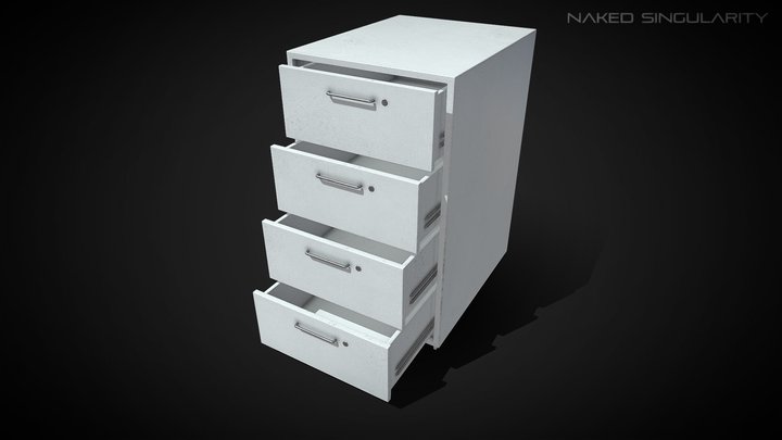 Office drawer cabinet - mobile file storage 3D Model