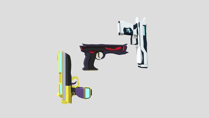 Magic Tech Pistols Pack 3D Model