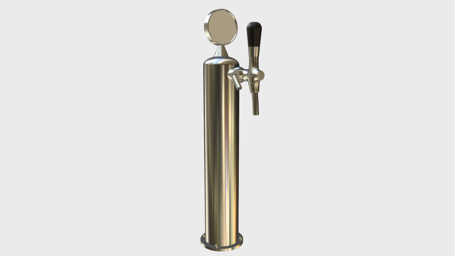 3D model Single beer tap - This is a 3D model of the Single beer tap. The 3D model is about a silver and black metal object.