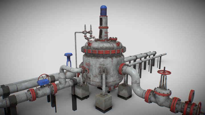 Industrial Agitated Reactor PBR Game Ready 3D Model