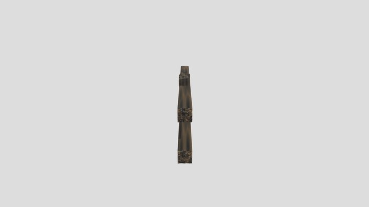 Worn out wooden fence but with only one base 3D Model