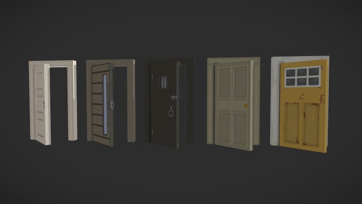 Voxel Door Models Pack | 5 Unique Designs 3D Model