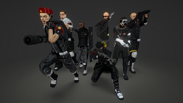 Police troop - Mobile - Characters 3D Model