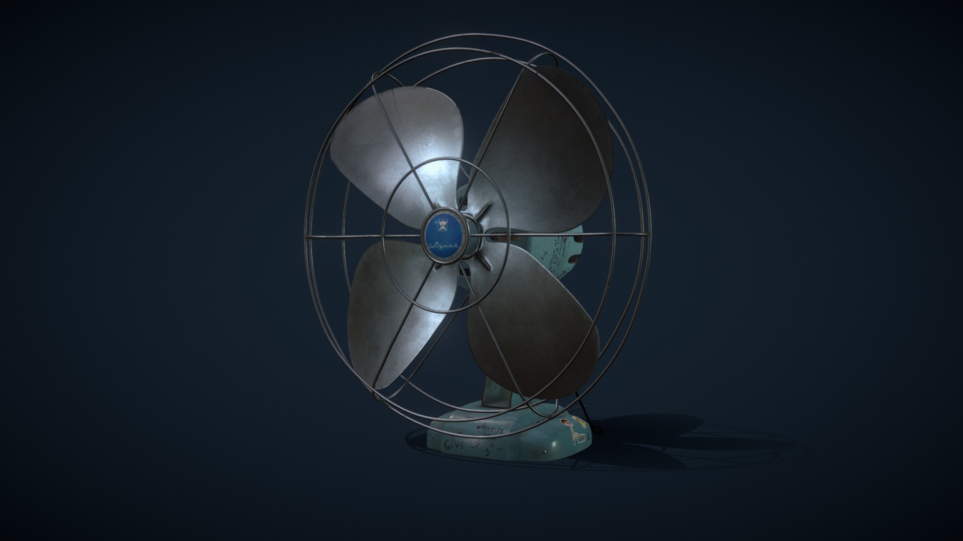 3D model Retro Fan - This is a 3D model of the Retro Fan. The 3D model is about a light bulb with a blue light.
