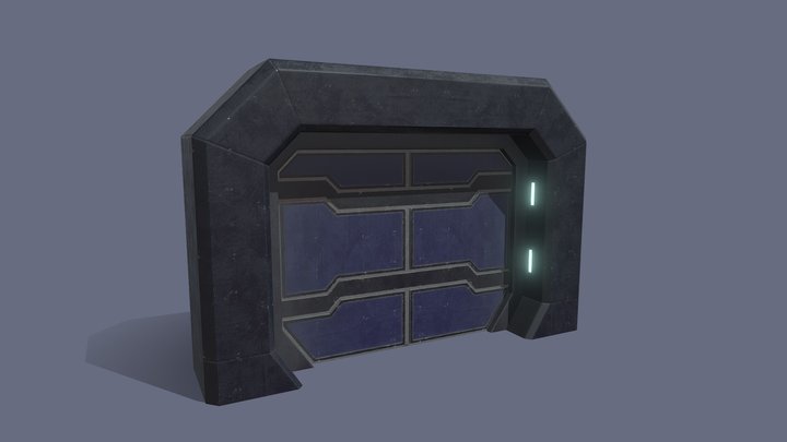 Low poly old Sci-fi gate 3D Model