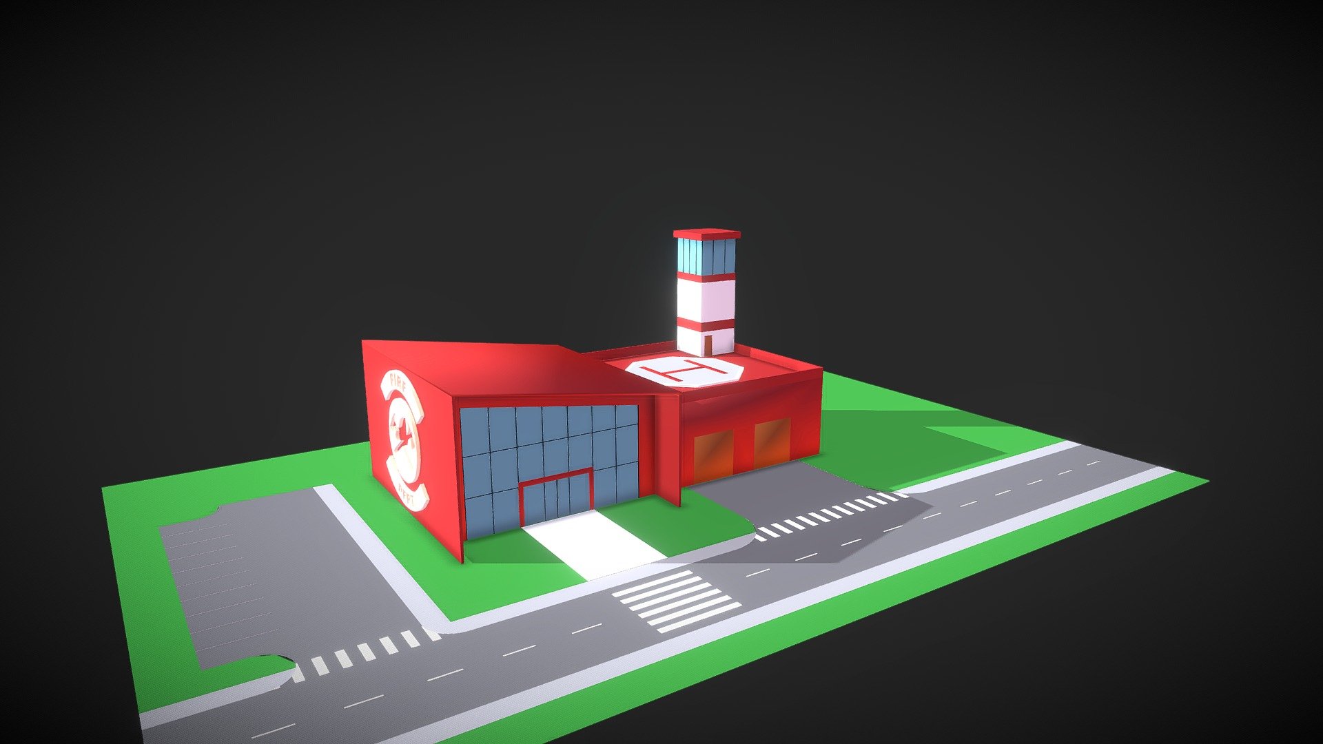 Low Poly Modern Fire Station
