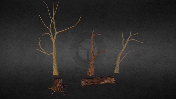 Low-poly trees 3D Model