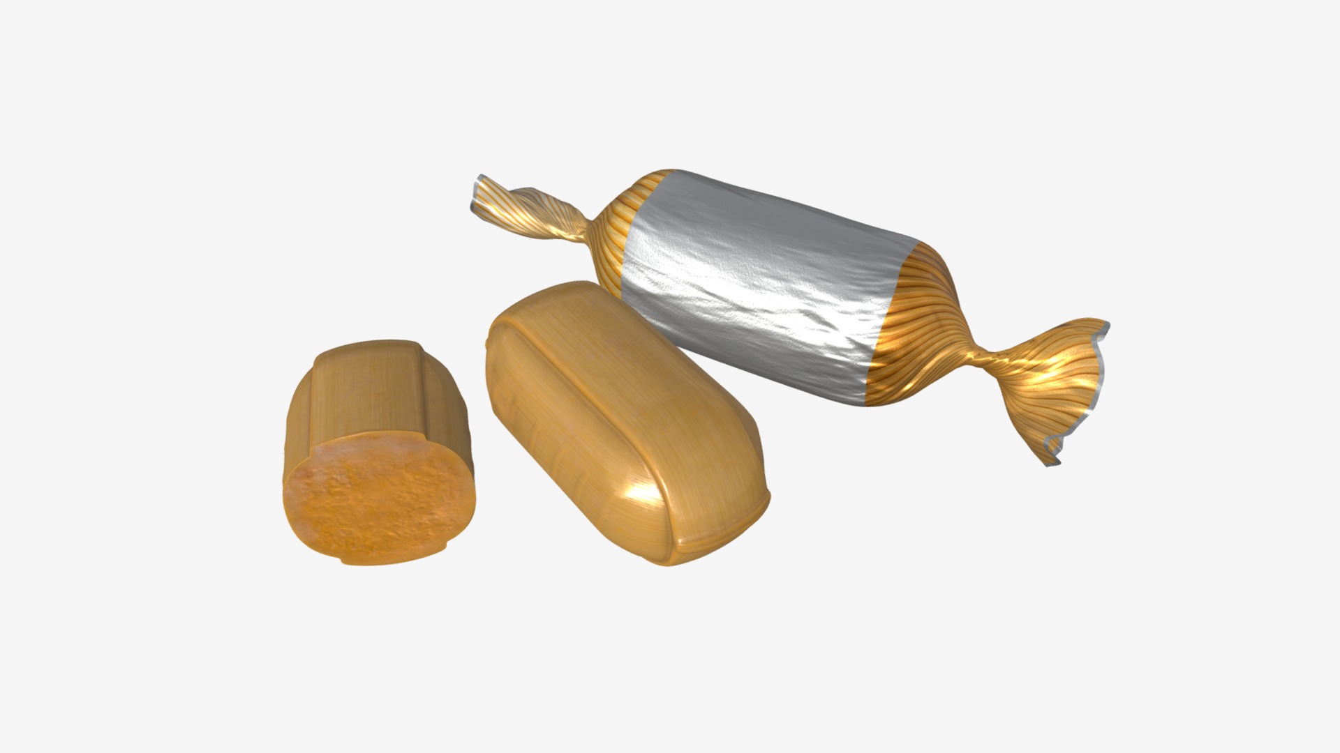 3D model candy with wrap - This is a 3D model of the candy with wrap. The 3D model is about a few snails with a white background.