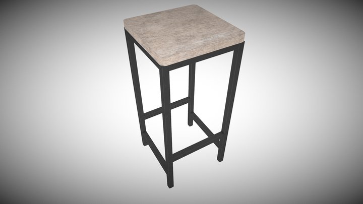 Wooden Bar Stool 3D Model | Loft Style PBR 3D Model