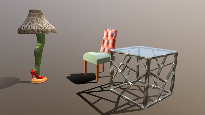 Lamp Table Chair 3D Model