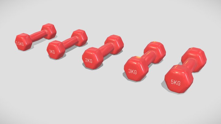 Light Weight Mini Dumbbell Pack | Low Poly 3D Model