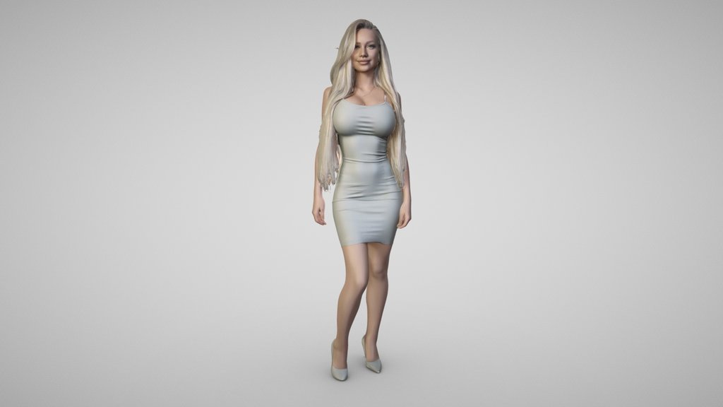 Blonde in a Gray Dress
