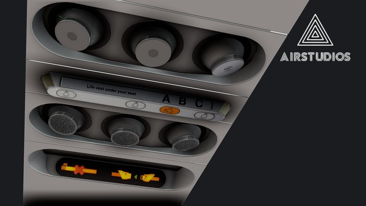Airbus Airplane Cabin Overhead Panel 3D Model
