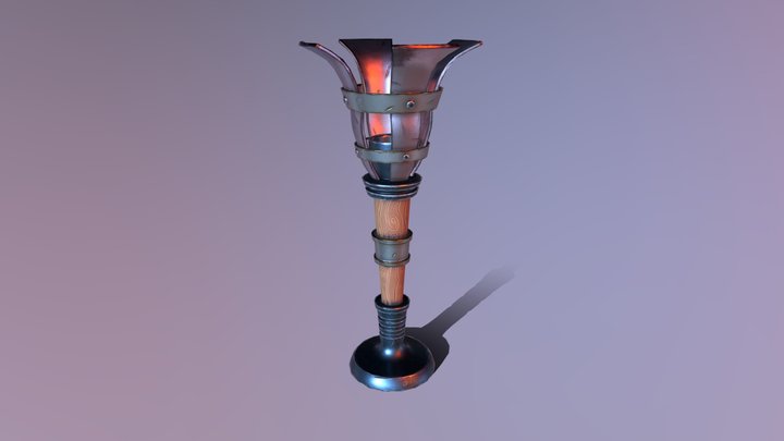 Stylized Medieval Torch 3D Model