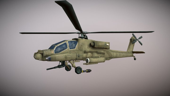 Low Poly Apache Gunship 3D Model