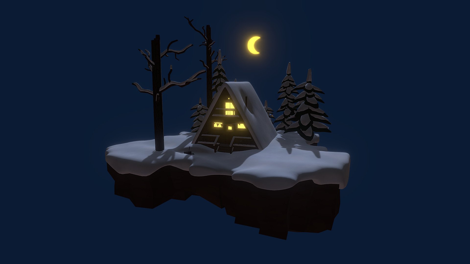 Winter cabin in the woods