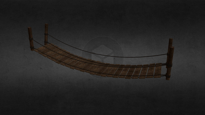 Puente Colgante Madera 3D Model