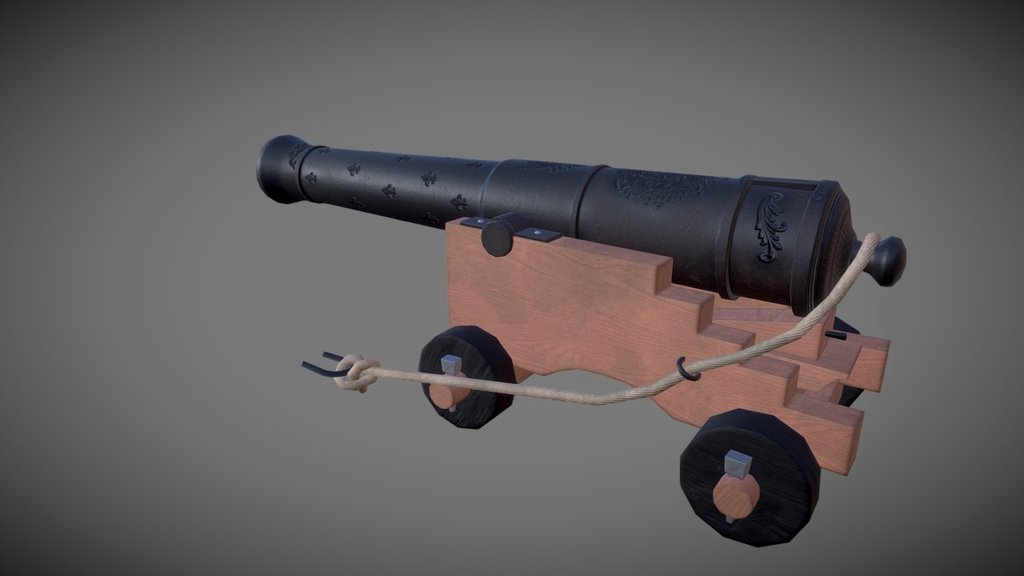 18 Pdr naval Cannon 18th century low poly
