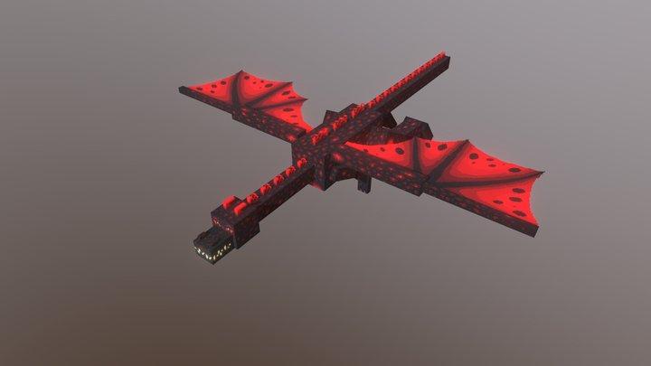 Red realistic dragon Minecraft 3D Model