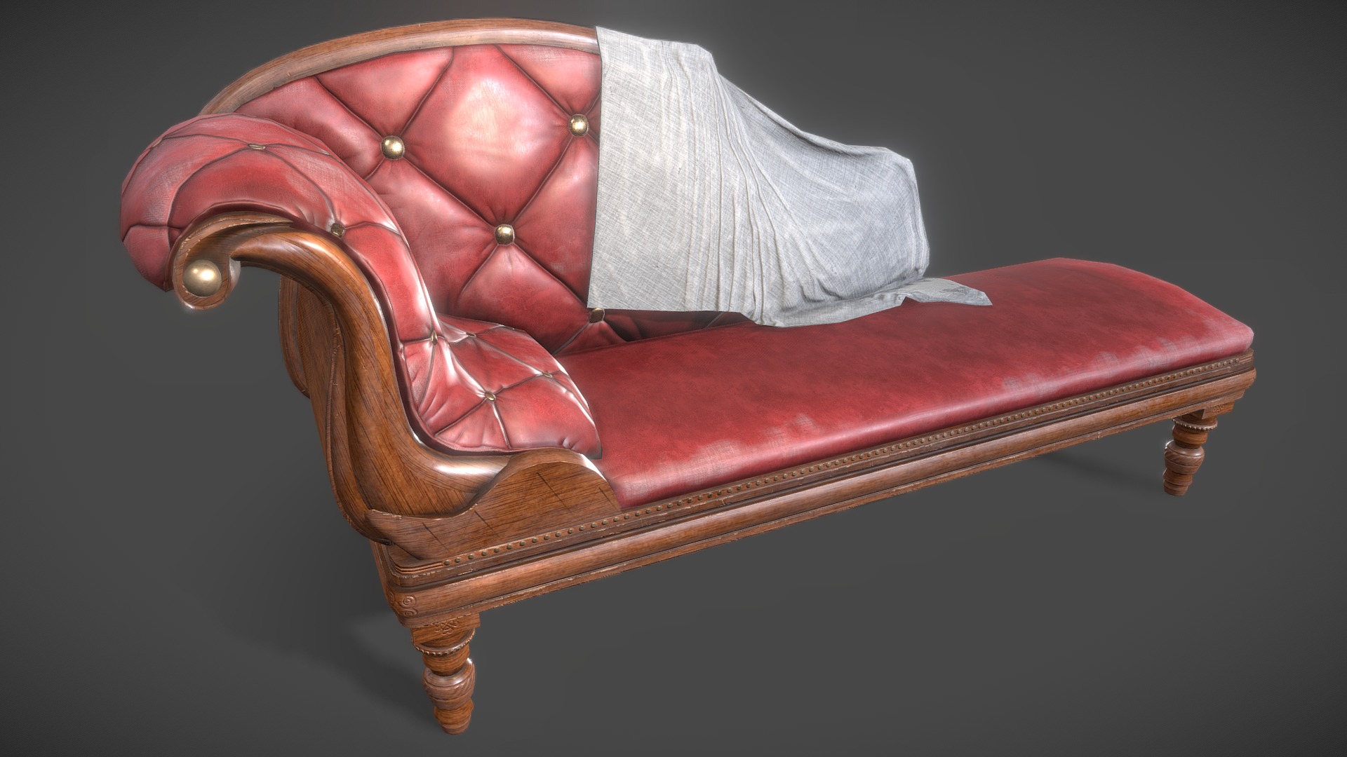 3D model Parlor Sofa - This is a 3D model of the Parlor Sofa. The 3D model is about a red leather chair.