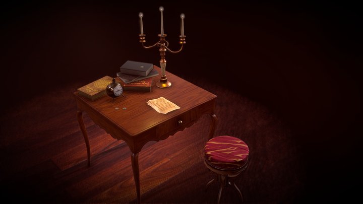 Small Antique Table Asset 3D Model