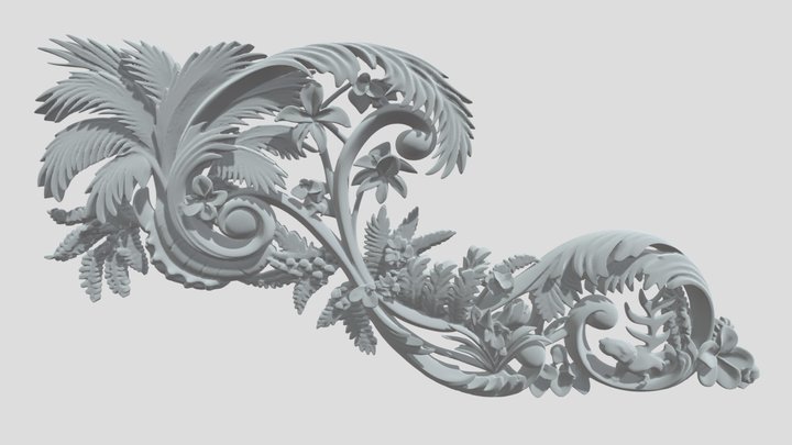 Baroque Corner Relief - Tropical – Kostenloses 3D-Modell STL