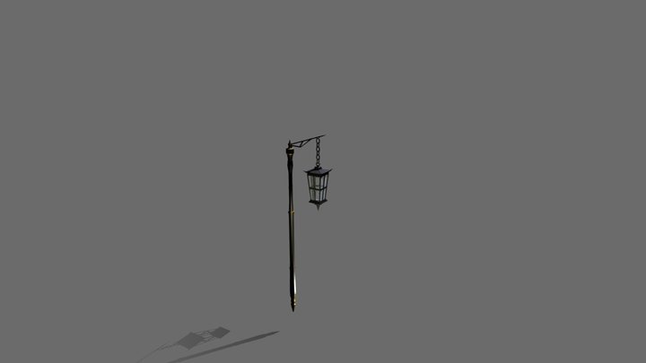 Gothic Lantern with Staff 3D Model