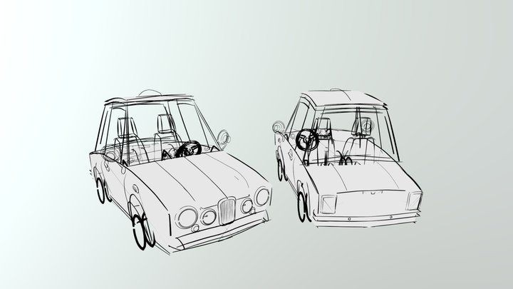 Stylised Car - Grease Pencil 3D Model