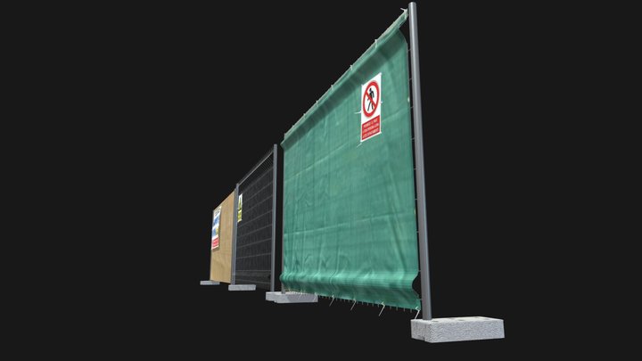 Colección Vallas de Obra Low-Poly & High-Poly 3D Model
