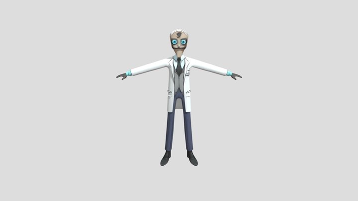 person in lab coat with outstretched arms 3D Model