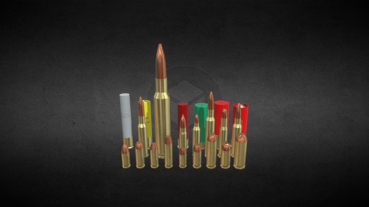 Low Poly Bullets (Pistol / Rifle / Shotgun) 3D Model
