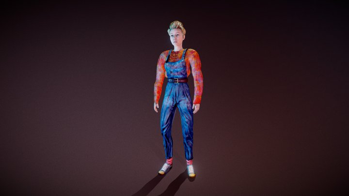 Artist Painter Girl 3D Model