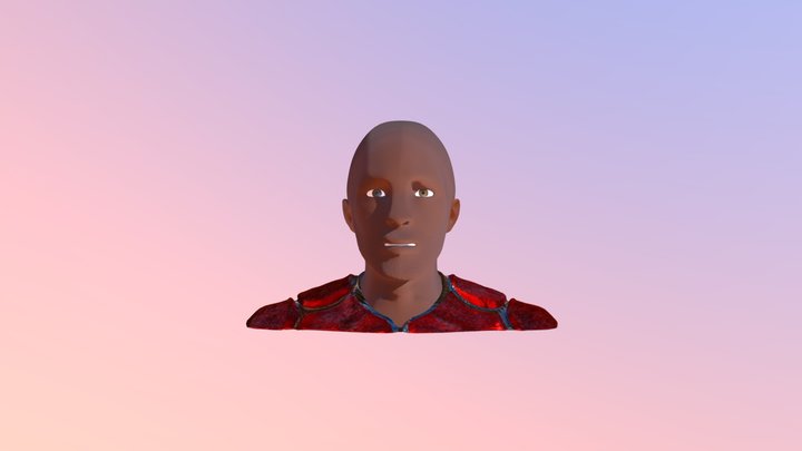 Textured Low Poly Head 3D Model