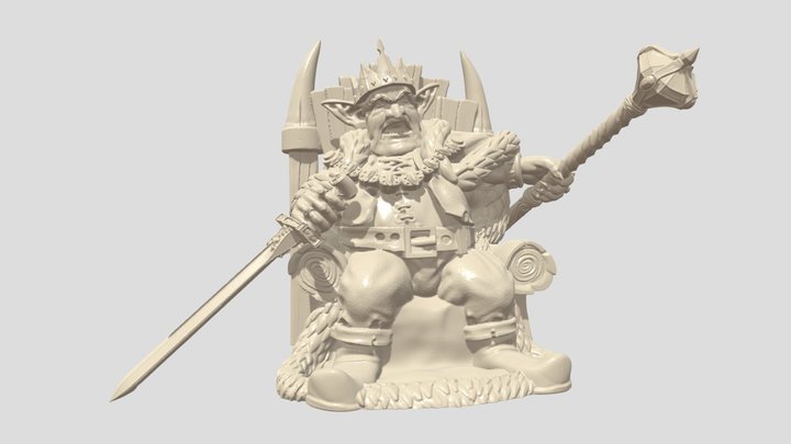 Goblin King In Throne 3D Model