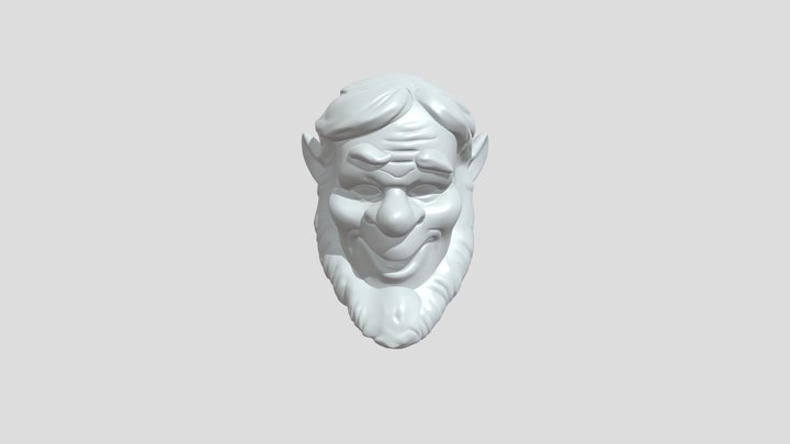 stylized head bust with white hair and beard 3D Model