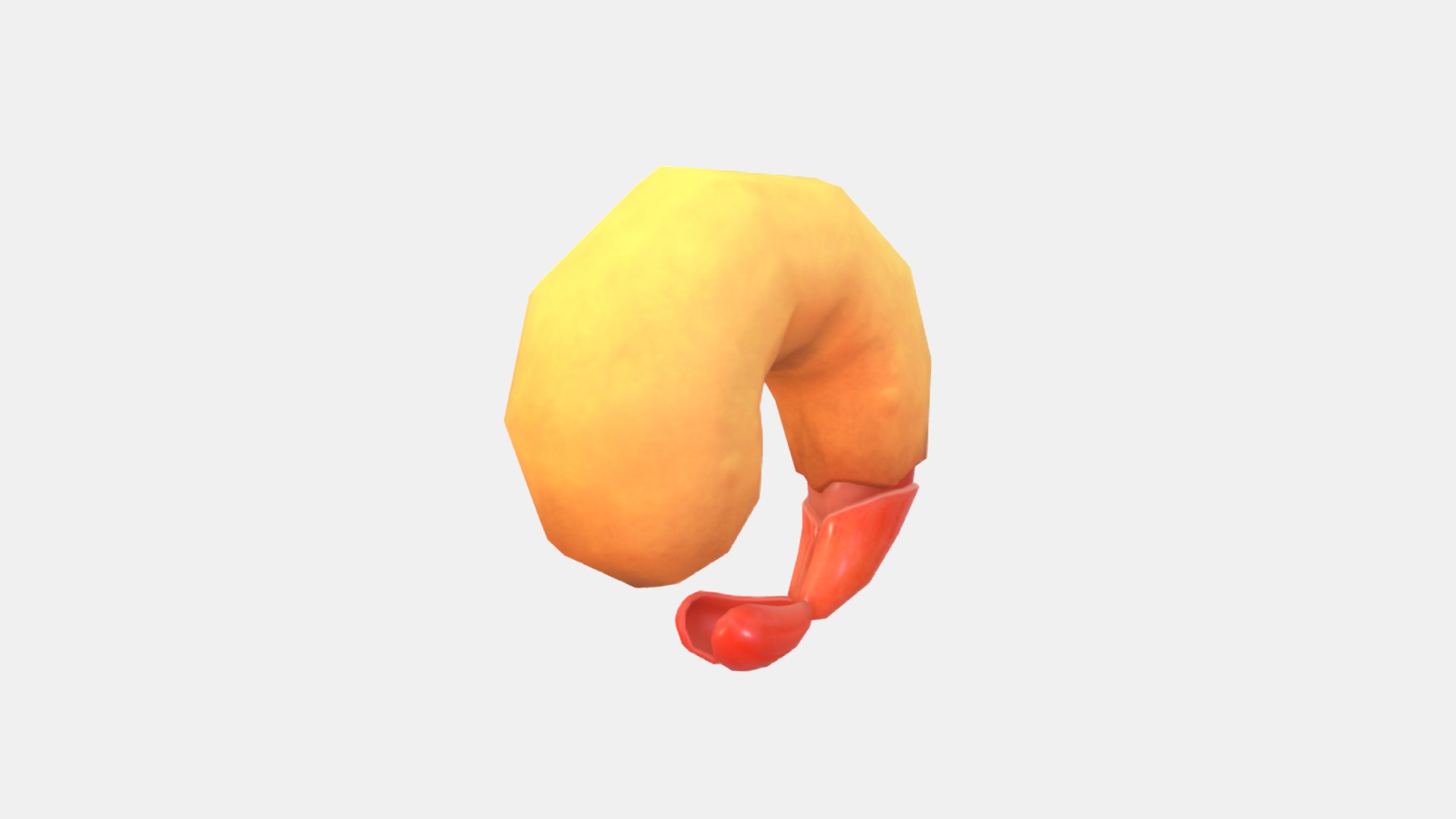 3D model Fried Shrimp - This is a 3D model of the Fried Shrimp. The 3D model is about a yellow gummy bear.