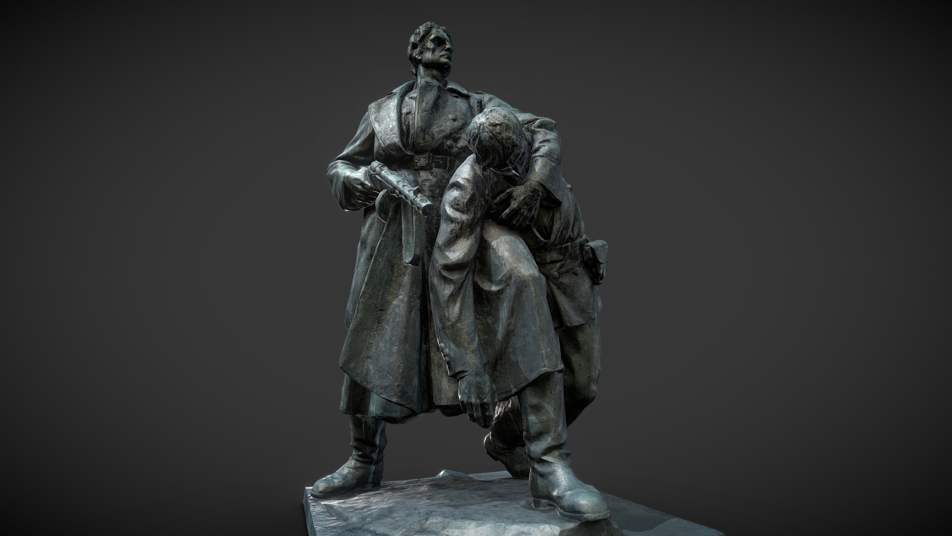 3D model Memorial of the Bulgarian Partisans 3D Scan - This is a 3D model of the Memorial of the Bulgarian Partisans 3D Scan. The 3D model is about a statue of a man and a woman.